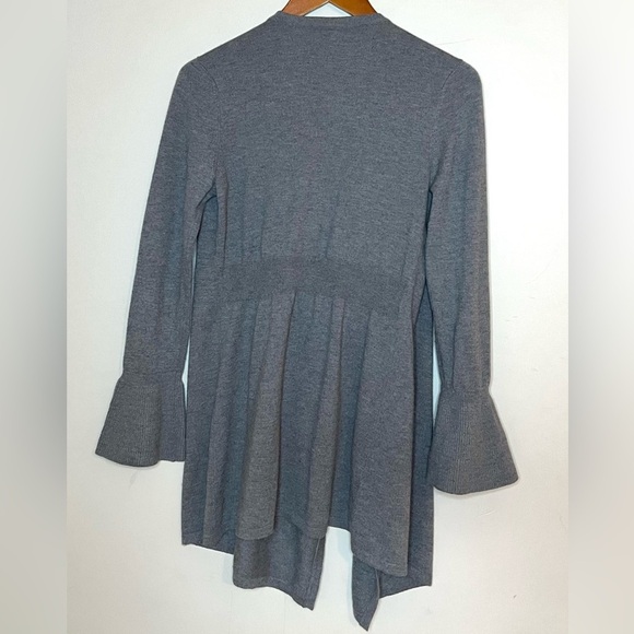 WHBM Gray Drama Sleeve Draped Cashmere Blend Cardigan Sweater Sz S - Picture 4 of 6